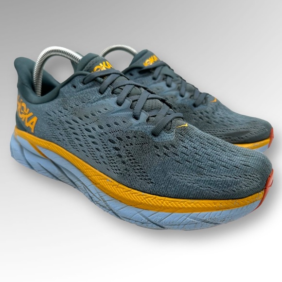 Hoka Shoes Hoka Clifton 8 Blueyellow Mens Road Running Shoes Sz 8d